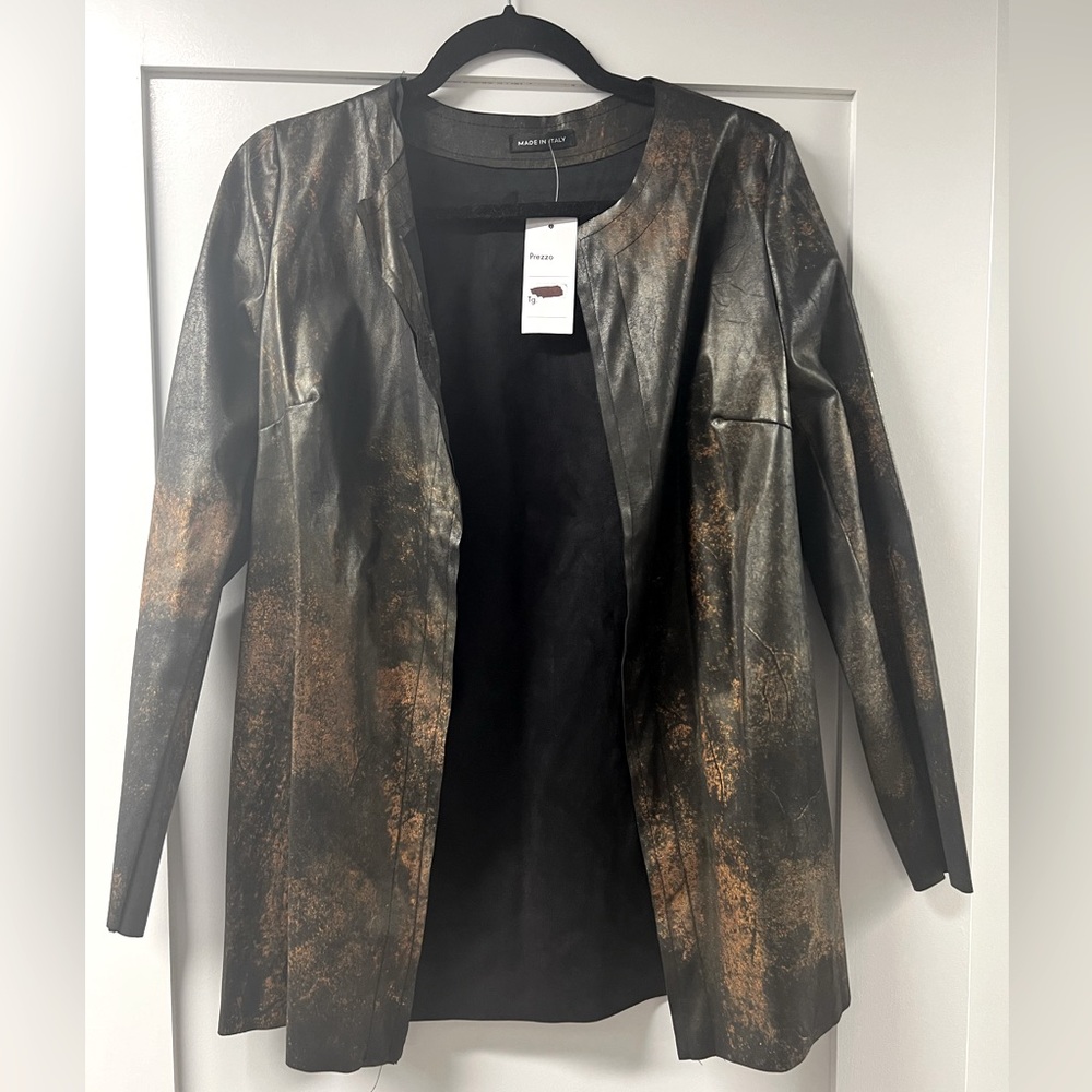 Italian faux leather cardigan